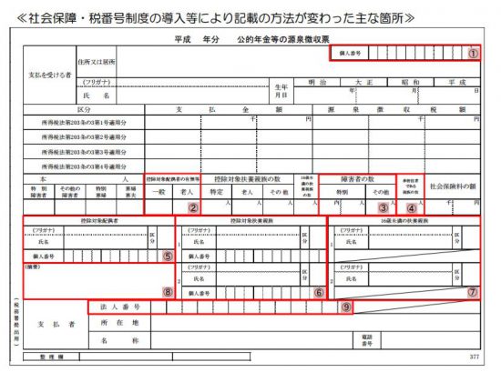 公 的 年金 等 の 源泉 徴収 票